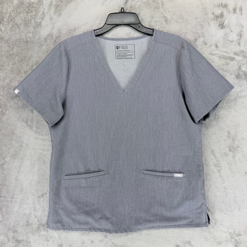 FIGS Casma Scrub Top Gray V-Neck Technical Collection FW1100 Womens Large L